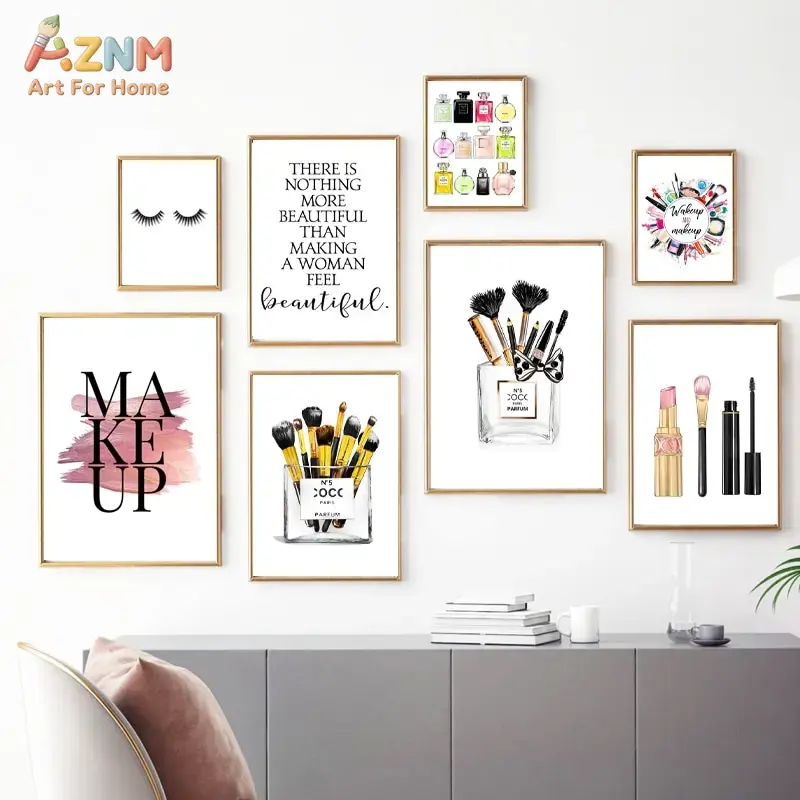 Makeup Is Beauty Quotes - AZNM Affiche Murale en Toile Rose