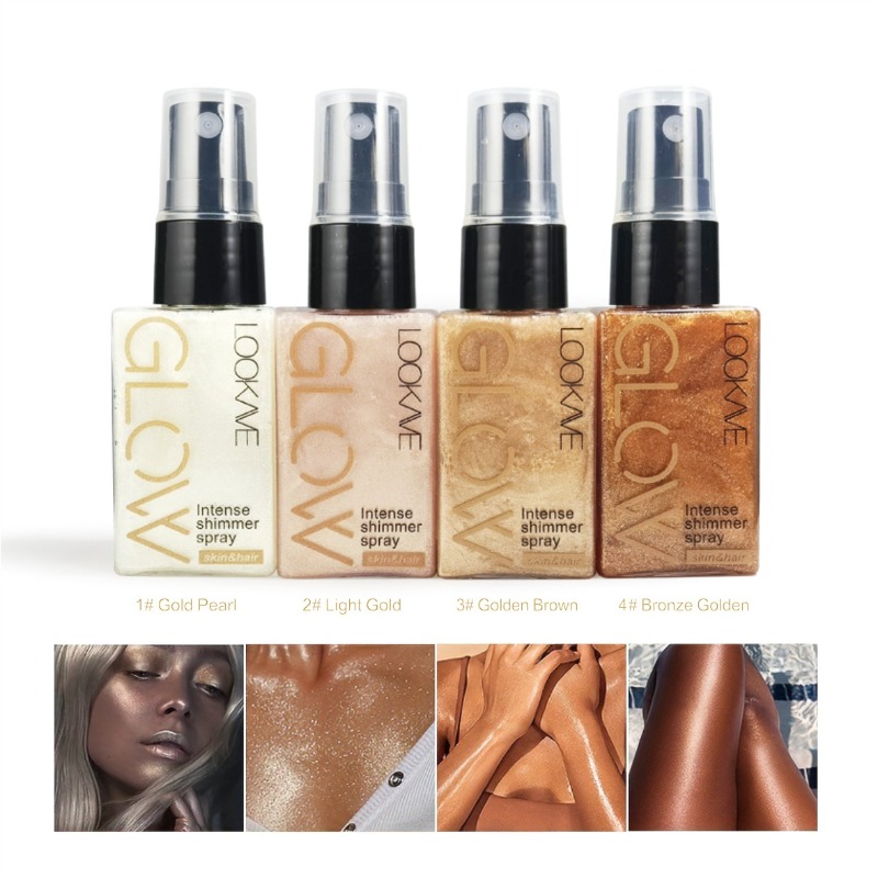 Body Shimmer Lotion - Spray d'huile scintillante, imperméable, hydratant longue