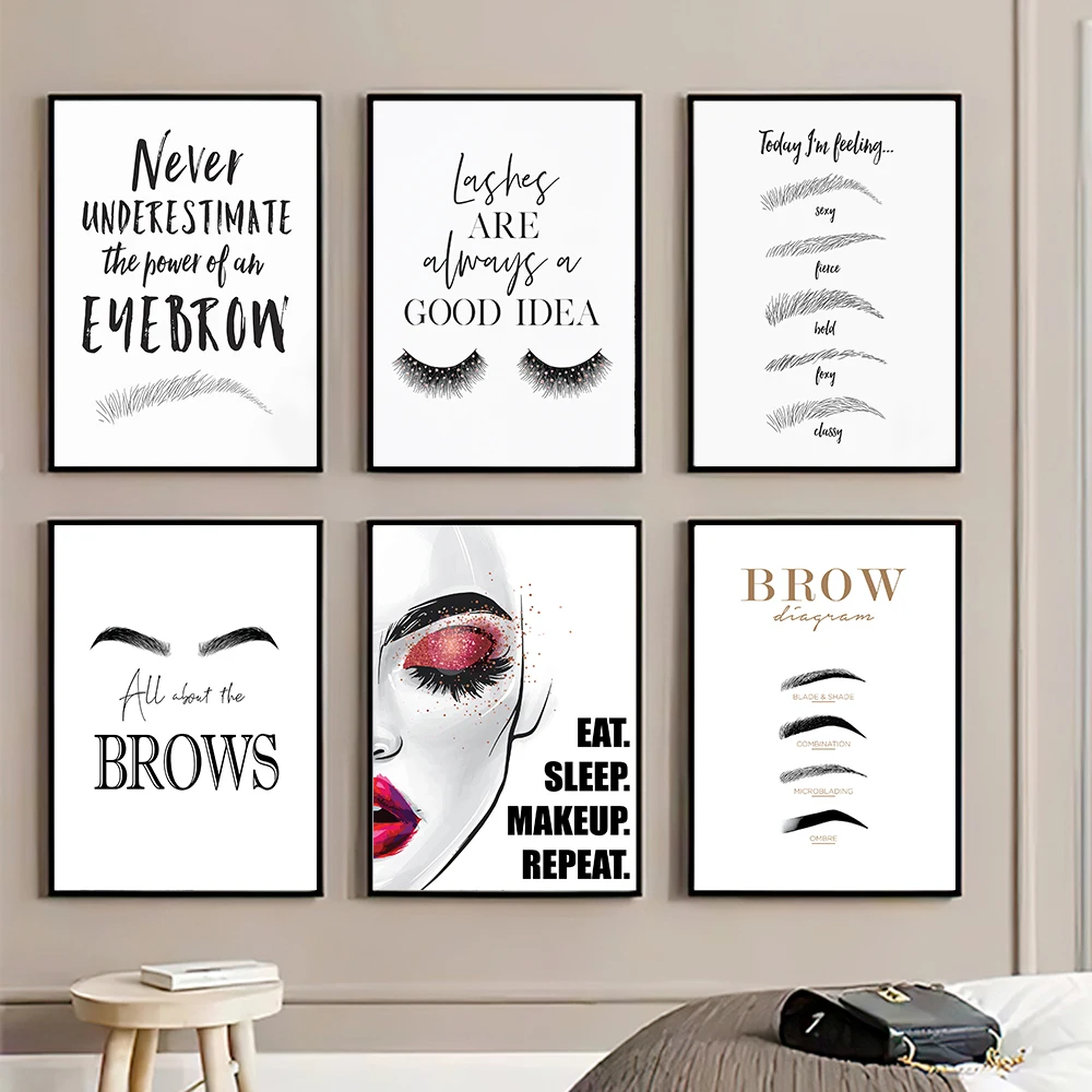 Makeup Is Beauty Quotes - EyebloggEyelashes Citation Wall Art Posters, Peinture