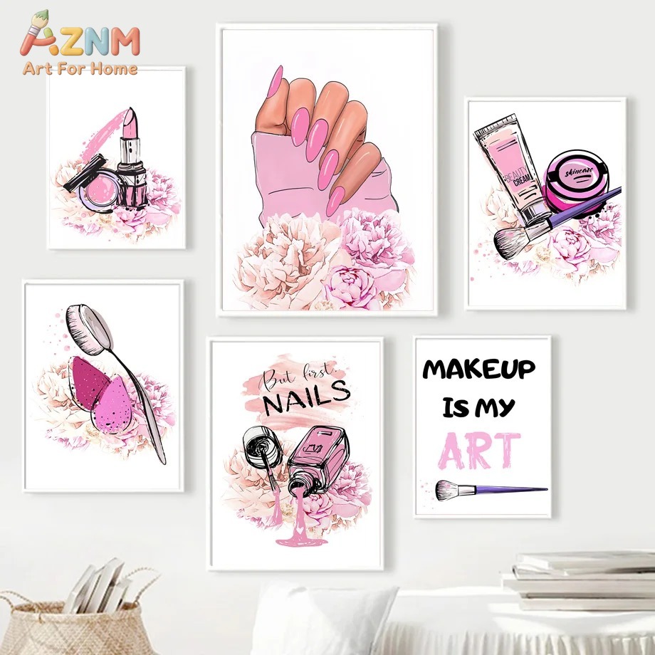 AZNM – toile d'art murale rose - Makeup Is Beauty Quotes avis et prix